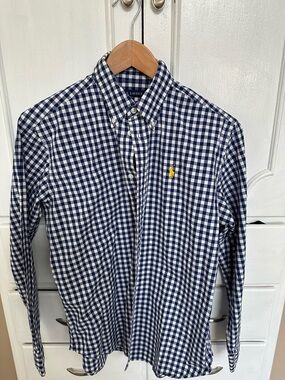 Ralph Lauren Navy & White Gingham Button-Down Shirt